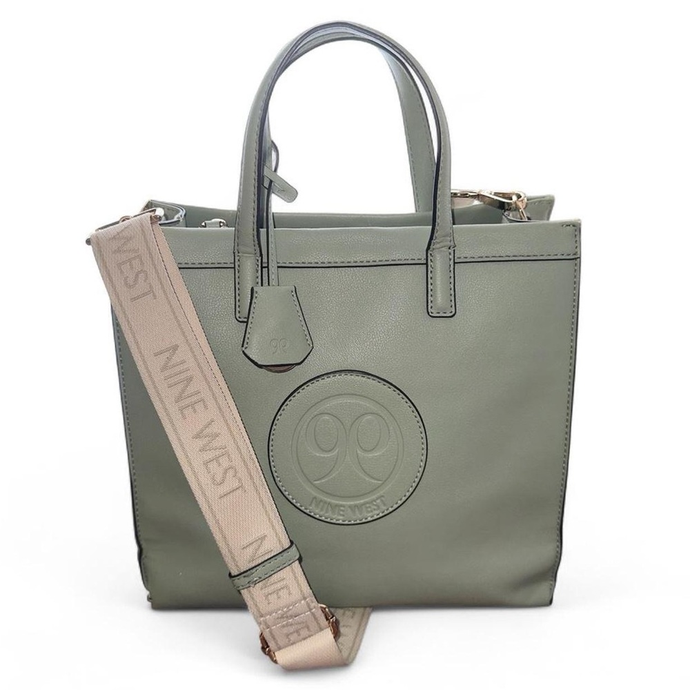 Pastel Sage Green Nine West "Clementina" Cross Body Bag Tote Vegan Leather Bag